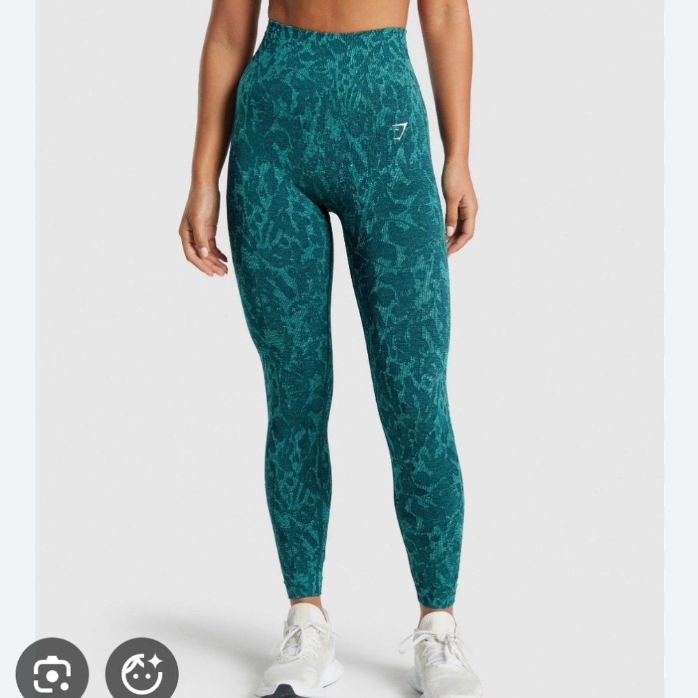 Gymshark Teal Jacquard High-Rise Seamless Leggings